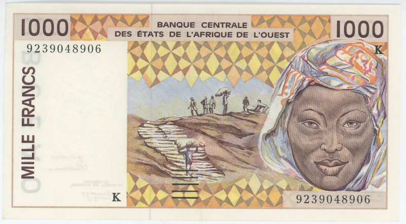 West African States Senegal 1000 Francs 1992 (ND) K
P# 711Kb, N# 207638; # K 92...