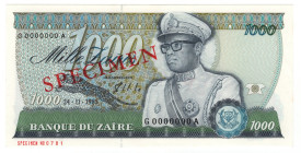 Zaire 1000 Zaires 1985 Specimen
P# 31s, N# 230788; # G0000000A 0781; UNC