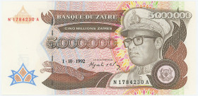 Zaire 5000000 Zaires 1992
P# 46a, N# 208137; # N1784230A; UNC
