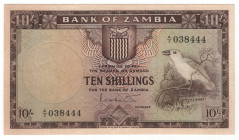 Zambia 10 Shillings 1964 (ND)
P# 1a, N# 290080; # A/3 038444; VF-XF