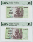 Zimbabwe 2 x 50 Trillion Dollars 2008 PMG 66 EPQ Gem UNC Consecutrive Numbers
P# 90, N# 201956; # AA0656121