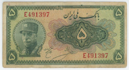 Iran 5 Rials 1933 (ND)
P# 24a, N# 218038; # E491397; VF-