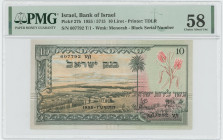 Israel 10 Lirot 1955 JE 5715 PMG 58 Choice About UNC
P# 27b, N# 218263; # 607792 T/1
