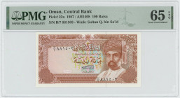 Oman 100 Baisa 1987 AH 1407 PMG 65 EPQ Gem UNC
P# 22a, N# 210980; # B/7 881503; UNC