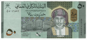 Oman 50 Rials 2020 AH 1441
N# 228837, TBB# 244; # W/2 5176596; 50th Anniversary of Modern Omani Renaissance and late Sultan Qaboos bin Sa'id; XF+
