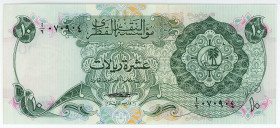 Qatar 10 Riyals 1973
P# 3, N# 224834; # 1/2 070904; UNC