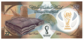Qatar 22 Riyals 2022
N# 347532; # Q/5 921308; 2022 FIFA World Cup; With Original Folder & Certificate of Authenticity; UNC