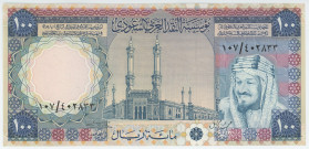 Saudi Arabia 100 Riyals 1961 -1976(ND)
P# 20, N# 211250; # 107 402833; UNC
