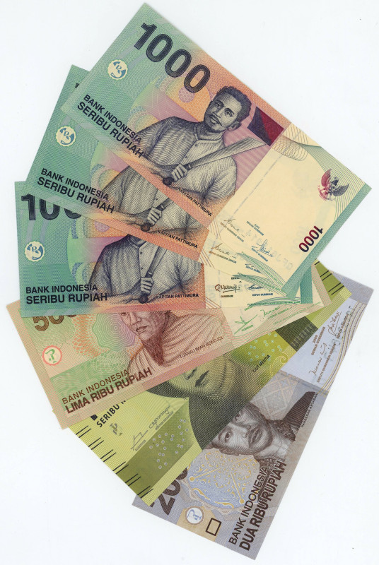 Indonesia Lot of 6 Banknotes 2000 - 2009
Various Dates & Denominations; UNC