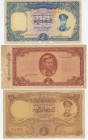 Myanmar Lot of 3 Banknotes 1958
Various Dates & Denominations; F