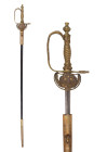 A RUSSIAN IMPERIAL COURT SWORD, M1855

 Ca. 1855 AD
 Russian M1855 court sword. Gilt-brass hilt and mounts, clam-shell features the Imperial Russia...