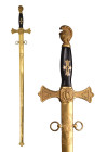 AN AMERICAN FRATERNAL MASONIC TEMPLAR SWORD BY AMES

 Ca.late 19th century AD
 Gilt brass knight-helmet-shaped pommel and cross guard featuring an ...