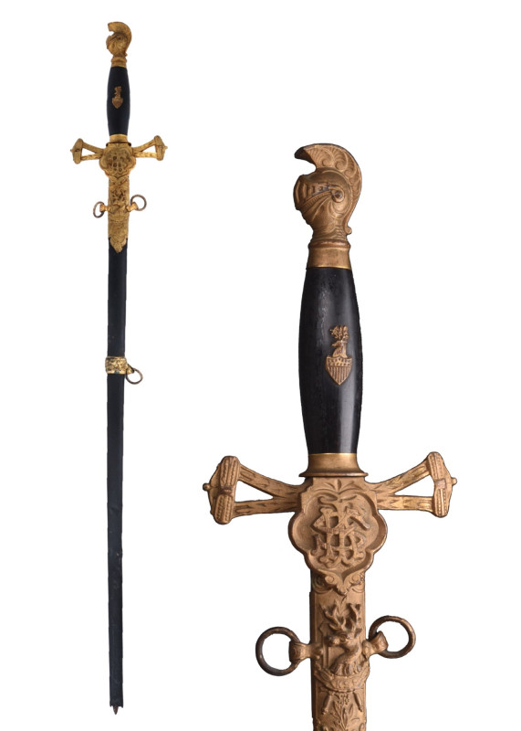 AN AMERICAN MASONIC SWORD KNIGHTS TEMPLAR SHERWOOD FOREST

 Ca.late 19th centu...