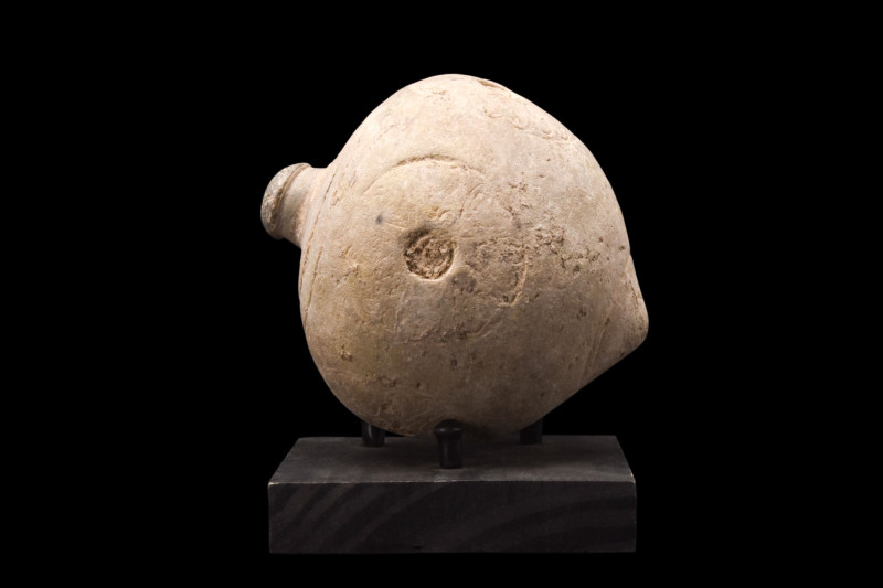 BYZANTINE POTTERY "GREEK FIRE" GRENADE

 Ca. 800-1000 AD
 An acorn-shaped cer...