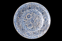 MAMLUK BLUE AND WHITE DISH

 Ca. 1400-1500 AD
 A ceramic dish of grandeur and elegance, crafted with utmost finesse. The plate stands proud with it...