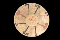NISHAPUR POTTERY BOWL WITH CALLIGRAPHY

 Ca. 900-1000 AD
 An earthenware bowl of typical conical shape, rests on a short circular foot and features...