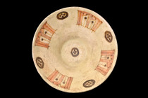 NISHAPUR POTTERY DECORATED BOWL

 Ca. 1100 AD
 This exquisite pottery bowl boasts an impressive array of ornate decorations on cream ground. The co...