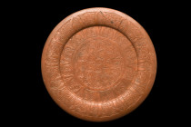 ISLAMIC DECORATED PLATE

 Ca. 17th-19th century AD
 A circular plate with a flat base and convex rim, it is a remarkable piece of art that exudes b...