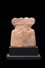 RARE TELL BRAK ALABASTER DOUBLE IDOL

 Middle East to Northern Mesopotamia, Ca. 3300-3000 BC
 Tell Brak type carved alabaster double headed eye ido...