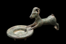 SASANIAN BRONZE PLATE WITH AN IBEX

 Ca. 500 AD
 A bronze plate with the majestic form of a horned ibex in stunning detail. The sculpture is expert...