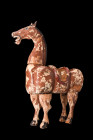 CHINESE WOODEN HORSE IN HAN STYLE 

 Qing Dynasty
 A wooden horse from the Qing Dynasty, crafted in the esteemed Han style. This equine masterpiece...