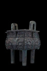 CHINESE BRONZE DING VESSEL - WITH XRF REPORT

 Late Shang Dynasty, Ca. 1300-1100 BC
 A bronze cauldron, generally known as a ding. The object compr...