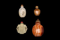 COLLECTION OF FOUR CHINESE SNUFF BOTTLES

 
 A carefully crafted and intricately decorated group of four hardstone snuff bottles. These tiny bottle...