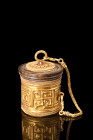 ROMAN GOLD PYXIS WITH DECORATION 

 Ca. 100 AD
 A pyxis that exudes an aura of refinement and luxury. Designed to safeguard precious essences and o...