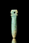 EGYPTIAN FAIENCE PAPYRUS SCEPTRE AMULET

 Ca. 664-332 BC
 An amulet formed in the shape of a papyrus column known as a papyrus sceptre or Wadj scep...