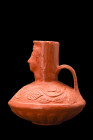 ROMAN TERRA SIGILLATA LAGYNOS

 Ca. 300-400 AD
 A terra sigillata lagynos boasting a flattened and wide lower body with a sharp carination and a pr...