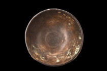 ROMAN BRONZE BOWL

 Ca. 100-300 AD
 A bronze libation bowl of the hemispherical body with an attractive patina across the vessel. Bowls of this kin...