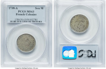 Louis XV 2 Sols (Sou Marqué) 1738-A MS63 PCGS, Paris mint, KM500.1, Breen-390, Vlack-16. Though a bit lightly struck on the obverse, this Choice Mint ...