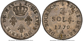 French Colony. Louis XVI 3 Sols 1779-A MS62 NGC, Paris mint, KM1, Lec-6. This issue is listed under Reunion et Mauritius in Lecompte. A popular coloni...