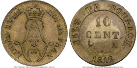 French Colony. Louis XVIII 10 Centimes 1816-A MS61 NGC, Paris mint, KM-A1, Lec-26. This high-quality offering is the sole Mint State example in the NG...