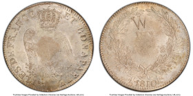 French Administration. Napoleon 10 Livres 1810 AU Details (Damage) PCGS, KM1, Lec-14. An unusual example of this classic Napoleonic-era large silver i...