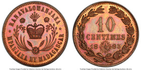 French Protectorate. Ranavalona III Fantasy Specimen Pattern 10 Centimes 1883 SP65 Red and Brown PCGS, KM-X1, Lec-5. Tied with two other specimens for...
