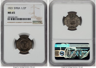 French Protectorate 1/2 Piastre 1921-(a) MS65 NGC, Paris mint, KM68, Lec-4. A popular French Protectorate issue, especially in Gem Mint State and abov...