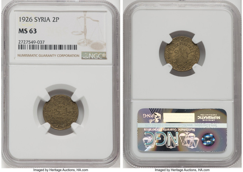 French Protectorate 2 Piastres 1926 MS63 NGC, KM69, Lec-19. Low-mintage one-year...