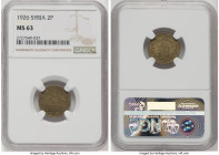 French Protectorate 2 Piastres 1926 MS63 NGC, KM69, Lec-19. Low-mintage one-year type, conditionally scarce in Choice Mint State and above. HID0980124...