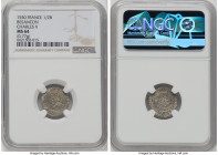 Besancon. Free City 1/2 Blanc 1550 MS64 NGC, Roberts-7004. 0.77gm. In the name of Charles V. A marvelously preserved survivor with hint of pewter tone...