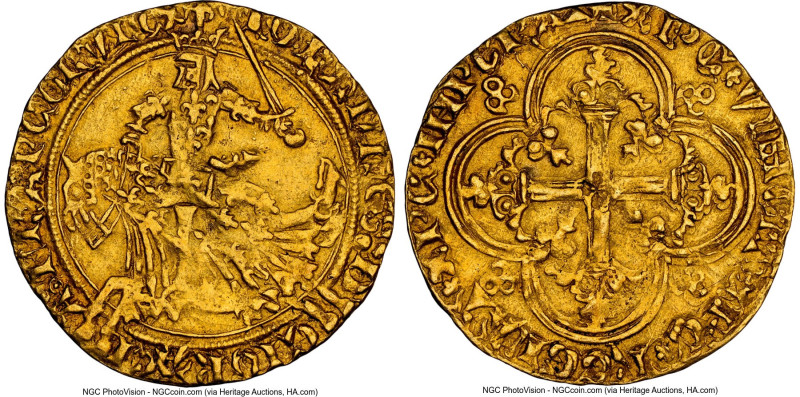 Jean II le Bon Franc à cheval ND (1350-1364) AU58 NGC, Paris mint, Fr-279. 3.80g...