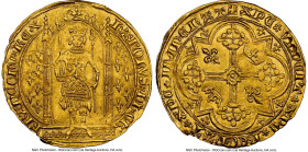 Charles V (1364-1380) gold Franc à Pied ND (from 1365) MS61 NGC, Uncertain mint, Fr-284, Dup-360. 3.88gm. KAROLVS • DI • GR | FRAnCORV • RЄX (saltire ...