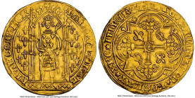 Charles V (1364-1380) gold Franc à Pied ND (from 1365) AU Details (Cleaned) NGC, Uncertain mint, Fr-284, Dup-360. 3.75gm. KAROLVS • DI • GR | FRAnCORV...