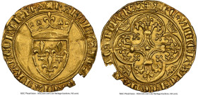 Charles VI (1380-1422) gold Ecu d'Or a la couronne ND (from 1389) Chipped NGC, Crémieu mint (pellet below 1st letter), Fr-291, Dup-369B. 3.90gm. 3rd e...