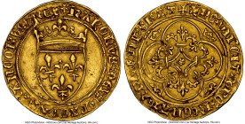 Charles VI (1380-1422) gold Ecu d'Or a la couronne ND (from 1394) MS62 NGC, Mirabel mint, Fr-291, Dup-369C. 3.77gm. 3rd emission. +KAROLVS: DЄI: GRACI...