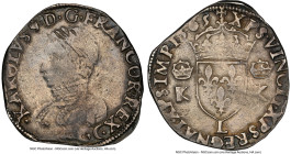Charles IX Teston 1565-L XF Details (Cleaned) NGC, Bayonne mint, Dup-1069. 9.46gm. Displaying the expected central weakness but pleasantly retoned in ...