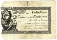 Carlo Emanuele IV - 100 Lire 01 10 1792 gav.01.0066 R bella carta peccato per il taglietto
qBB