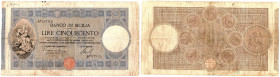 Banco di Sicilia - 500 lire 18 12 1901 gig.BDS 9C mb+
MB+