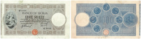 Banco di Sicilia - 1000 lire 30 05 1919 gig.BDS 11N pressato e taglietti restaurati ma bell'aspetto
MB/BB