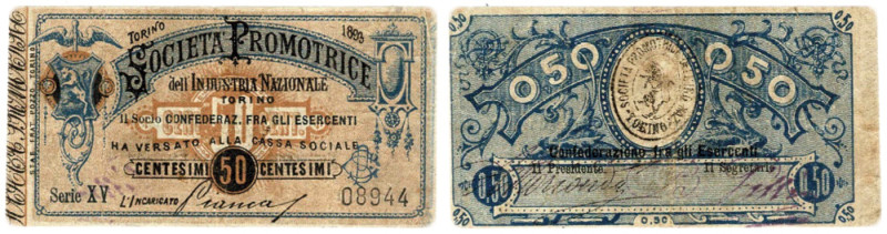 Torino 1893 Società PROMOTRICE DELL’INDUSTRIA NAZIONALE 50 CENT GAV.06.0373.1
B...